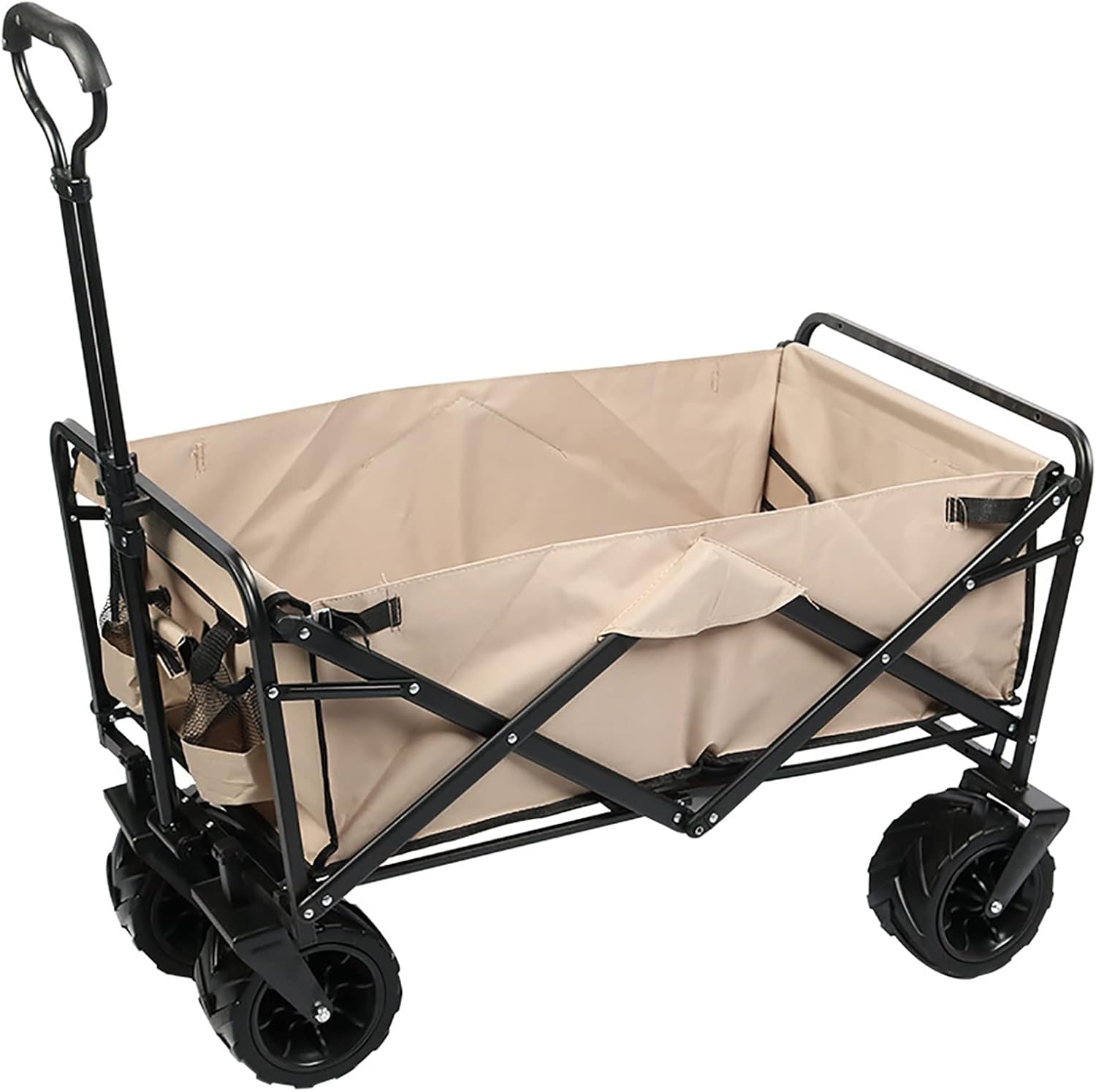 XLTTY Chariot de Jardin Pliable Robuste avec Roues Universelles Et PoignéE RéGlable Et 2 Porte-Gobelets pour Le Camping-Doviaastudio