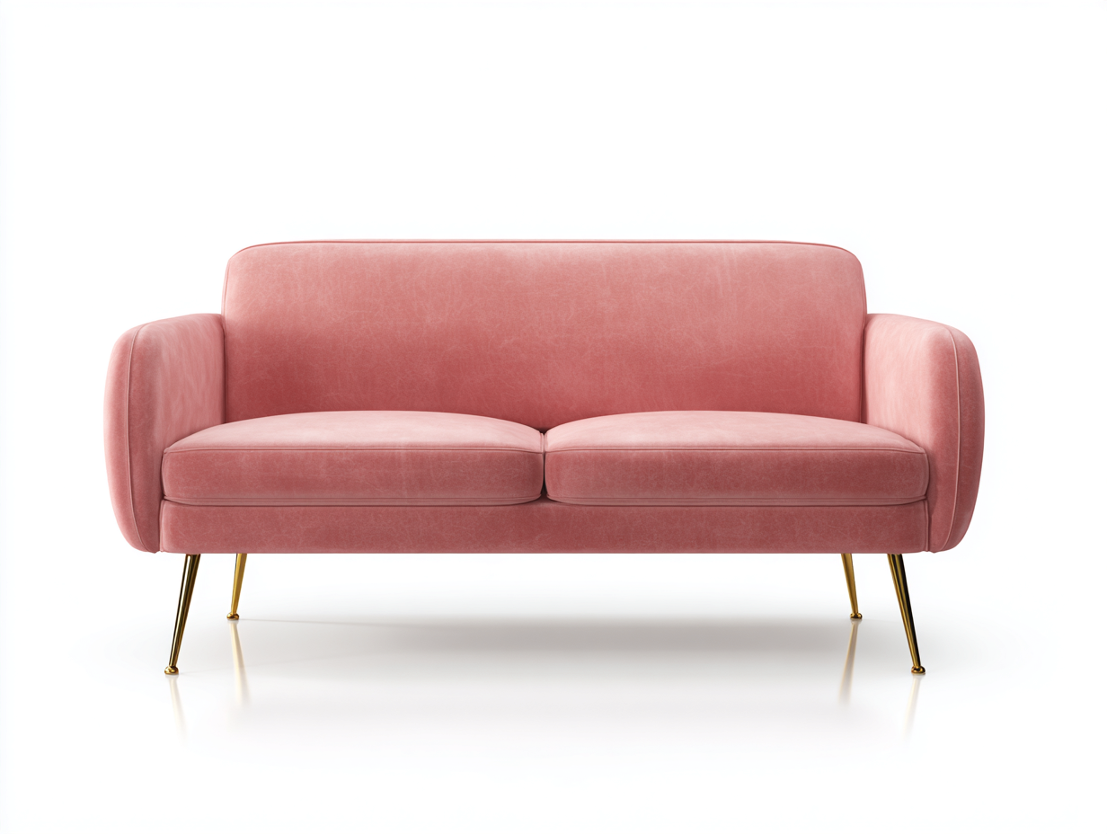 Canapé 2 places en tissu velours 165x85x78 cm-rose-salon-design moderne-Doviaastudio