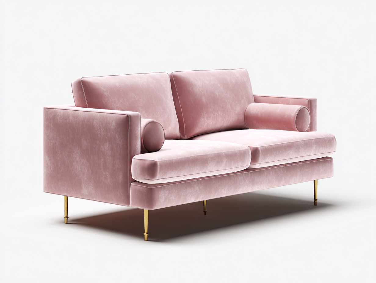 Canapé 2 places en tissu velours 172x84x80 cm-rose-salon-style moderne-Doviaastudio