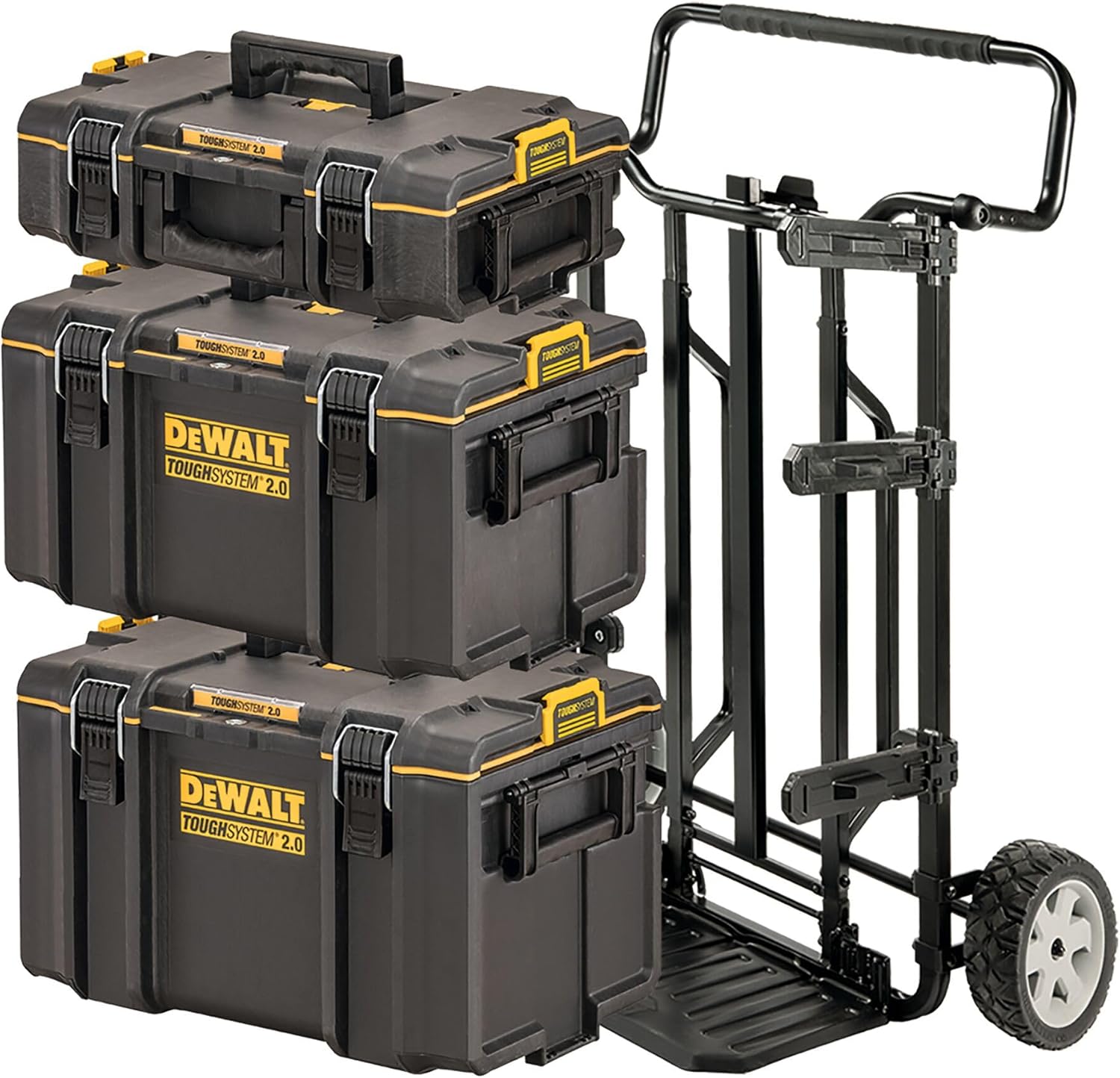 DEWALT Kit 4 en 1 TOUGHSYSTEM DWST83401-1 - 3 Coffrets Petite, Moyenne et Grande Contenance et 1 Chariot - IP65-700 x 620 x 1113 mm - Robuste - TAG TOOL CONNECT-Doviaastudio