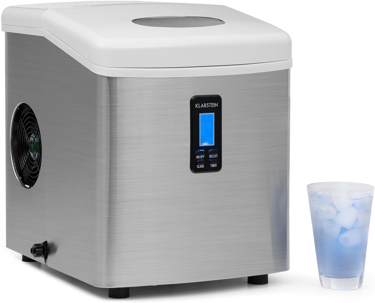 Klarstein Machine a Glacons pour la Maison, Capacité de 3,3L, Fabrique Rapidement Jusqu'à 15kg de Glacons en 2 Tailles Différentes, Machine à Glaçons, Ice Maker avec Alarme Securité, Facile à Nettoyer-Doviaastudio