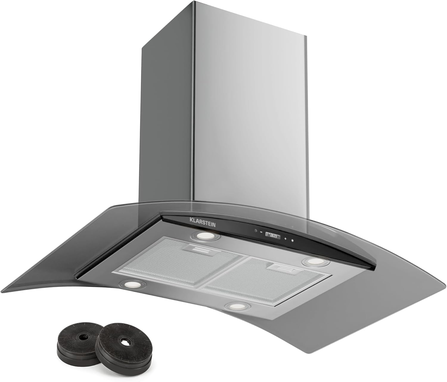 Klarstein Hotte Aspirante 90 cm, Hotte Aspirante Silencieuse, Hotte de Cuisine 90cm avec Lampes LED, Débit d'Air Puissant de 600 m3/h, Hotte avec Évacuation, Filtre à Graisse en Aluminium-Doviaastudio