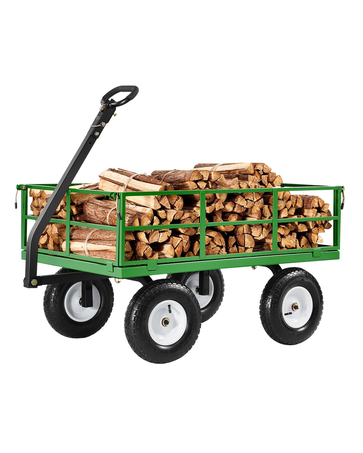 VEVOR Chariot de Jardin Transport, Charge 544,31 kg, Chariot Utilitaire Robuste Tractable Extérieur en Métal 2 en 1 avec Pneus Tout-Terrain 330 mm, Côtés Amovibles en Maille, Poignée Rotative à 180°-Doviaastudio
