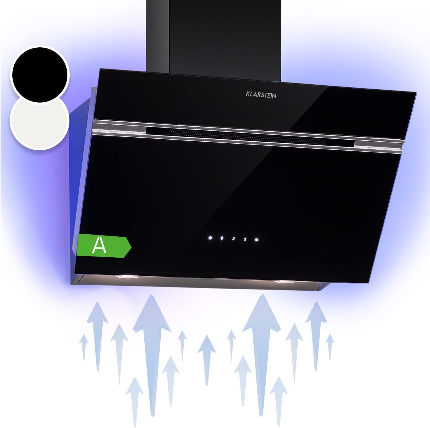 Klarstein Alina 60 Hotte Aspirante - 600 m3/h, Panneau Tactile, LED Multicolore, Silencieuse 63 dB, Énergie Classe A, Hotte Décorative, 60 cm, Noir-Doviaastudio