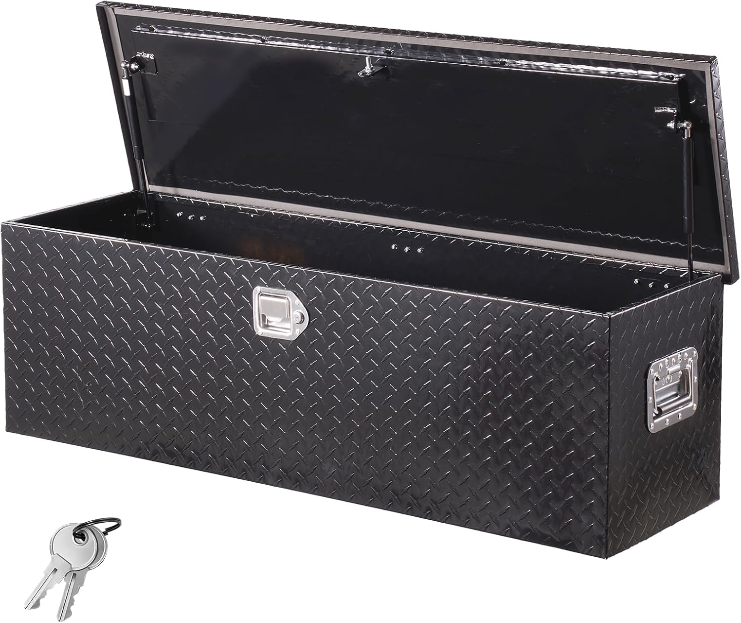 VEVOR Boîte à outils pour camion en aluminium, 1244,6 x 381 x 381 mm, coffre de benne de pick-up avec poignées latérales et clés de verrouillage, pour remorque, benne de camion, camping-car, noir-Doviaastudio