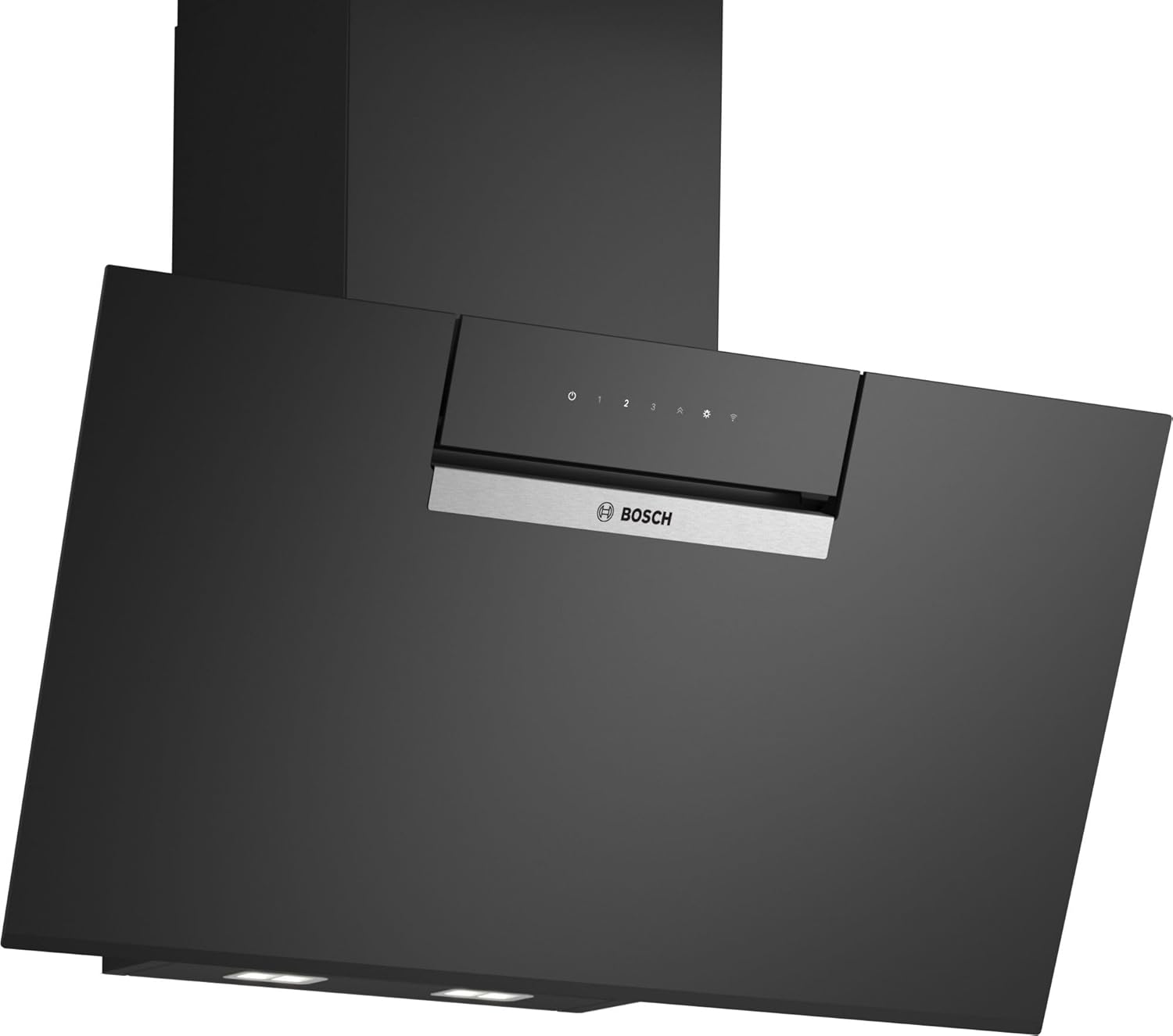 Bosch DWK87FN60, Hotte murale Série 4, 4 vitesses d'aspiration dont 1 intensive, 80cm, Noir avec finiton en verre-Doviaastudio