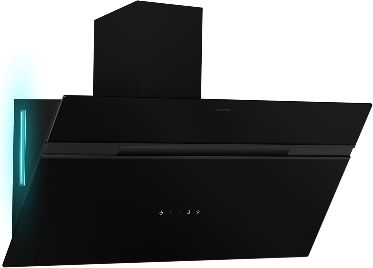 Klarstein Alina hotte aspirante - 90 cm hotte murale, 615 m3/h, éclairage LED 9 couleurs, tactile, classe énergétique A, 54 dB, noire, extraction et recirculation-Doviaastudio