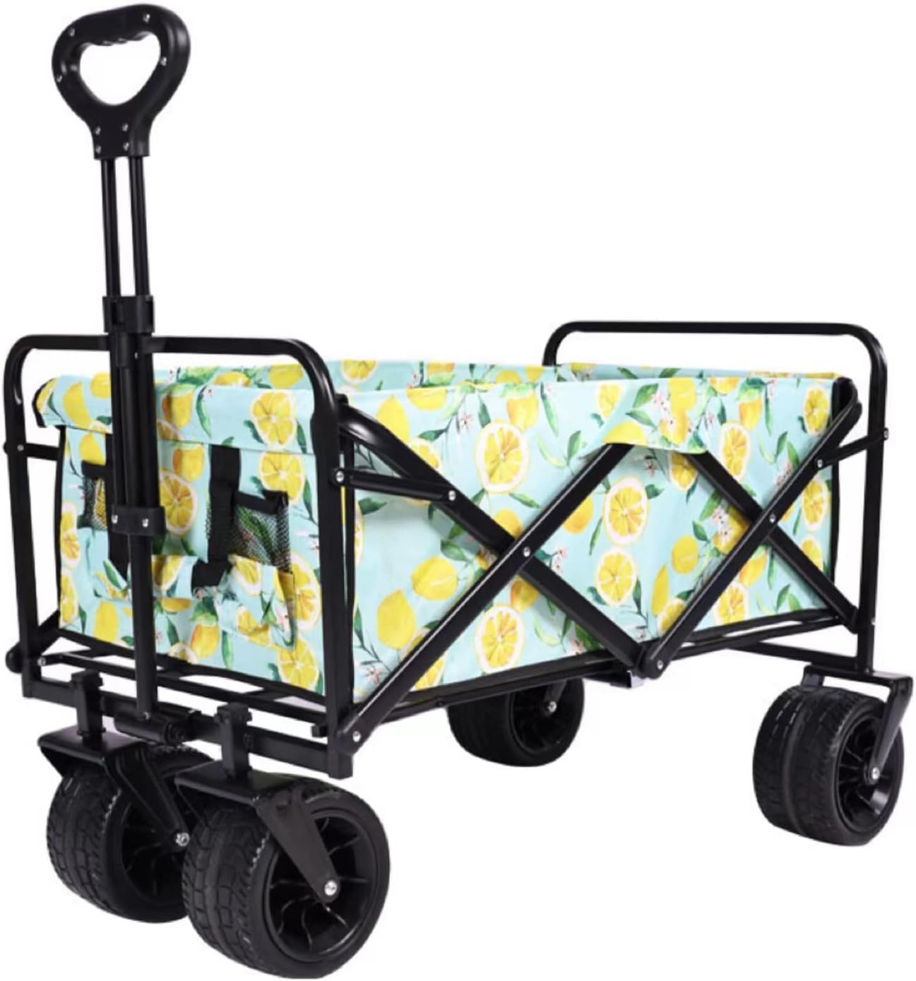Chariot de Festival avec Grandes Roues Tout Terrain, Chariot de Plage Pliable de 100 L, Chariot à Tirer Pliable Robuste avec 2 Poches pour Camping en Plein air, Plage, Jardin, Pique-Nique et-Doviaastudio