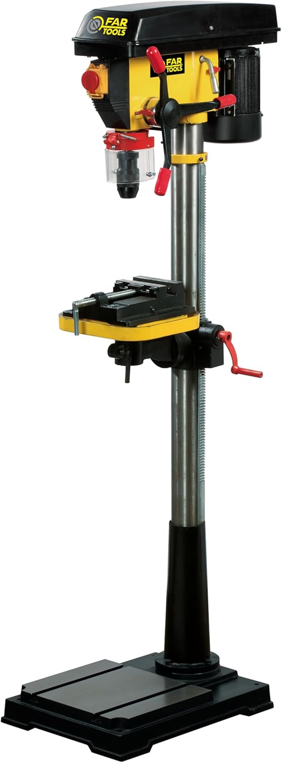 Fartools Perceuse colonne 750W, hauteur 1580mm, col de cygne 176m, mandrin autoserrant 16mm, 16 vitesses de rotation 180-2770tr/min, étau 100mm-Doviaastudio