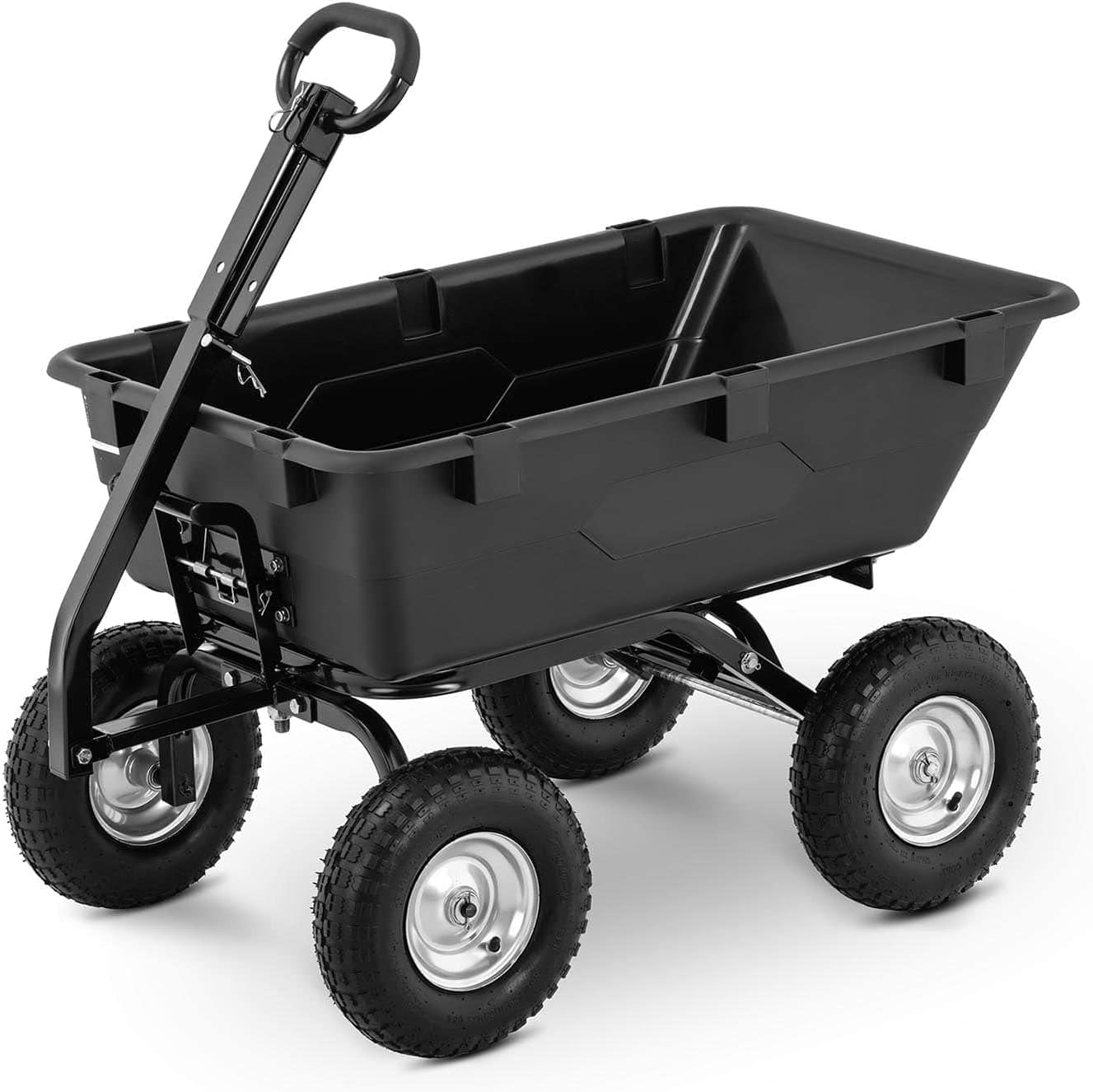 Hillvert Brouette De Jardin Chariot Basculant À Benne Basculante 4 Roues Remorque HT-Q.BASS-550 Capacité De 550 kg, Contenance De 150 l, Fonction De Basculement, Roue diamètre 25 cm-Doviaastudio