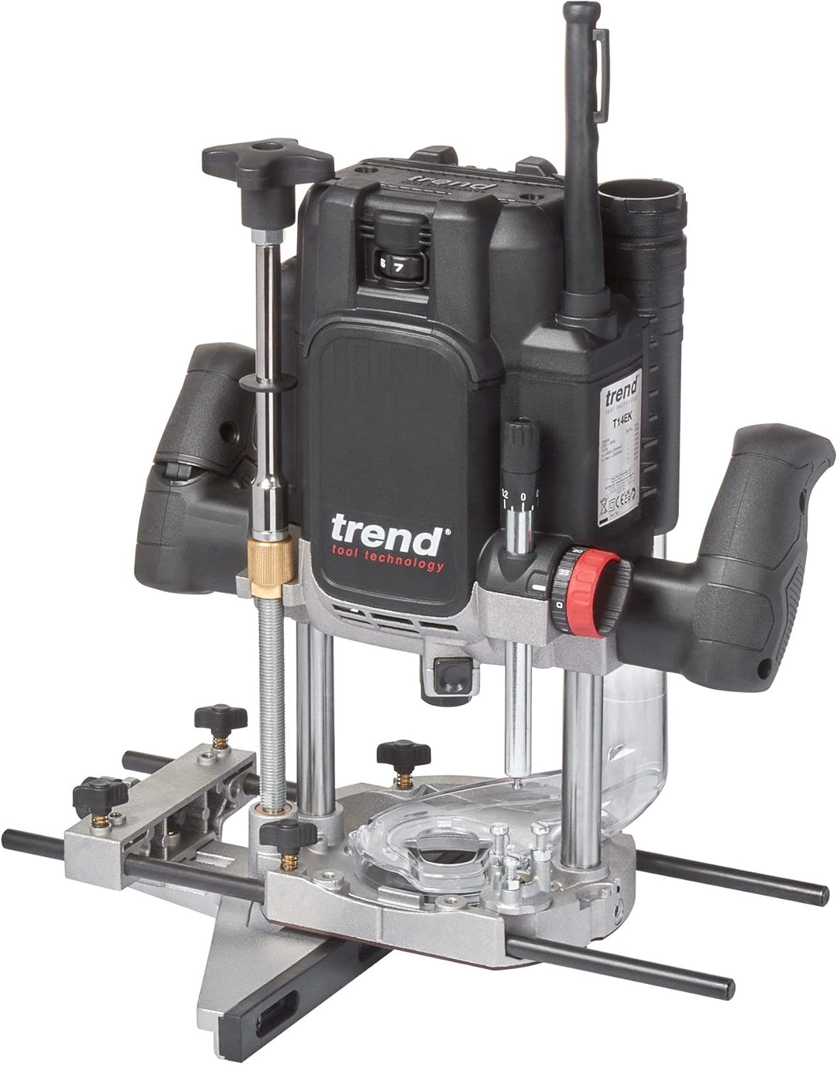 Trend Défonceuse d'atelier à vitesse variable T14EK, 2300W, 12 mm, 230V EU, profondeur de plongée 80 mm, parfait pour une utilisation à la main et sur table, T14EK/EURO-Doviaastudio