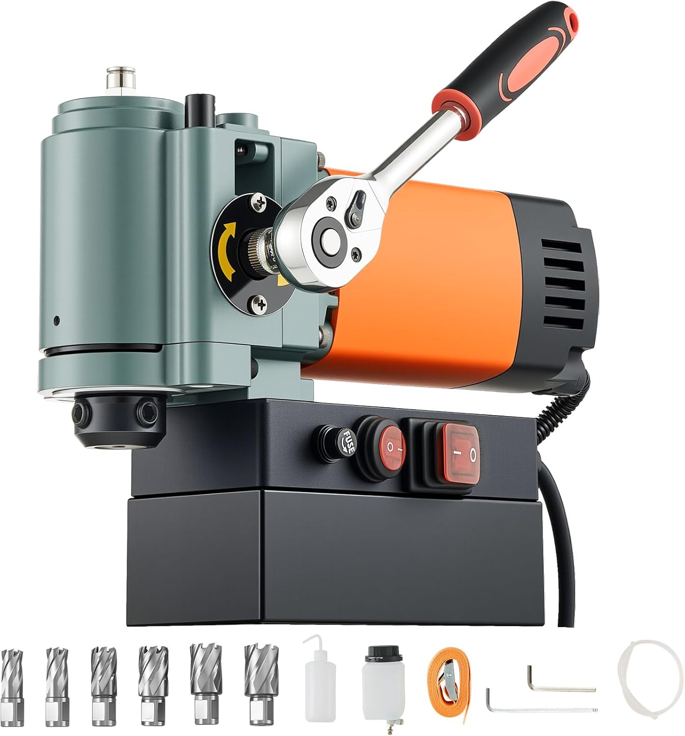 VEVOR Perceuse Magnétique à Profil Bas 1300 W, Perceuse à Colonne Portable, Force 10000 N, Vitesse 650 tr/min, Diamètre d'Alésage de 35 mm, avec Tige Weldon, pour Surfaces Métalliques, Rénovation-Doviaastudio
