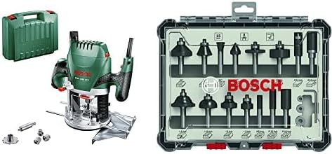 Défonceuse Bosch - POF 1400 ACE Livrée avec set d'accessoires, réglage de la profondeur de fraisage et éclairage et Bosch Professional 2607017472 Bosch Kits de Fraises, 8 mm-Doviaastudio