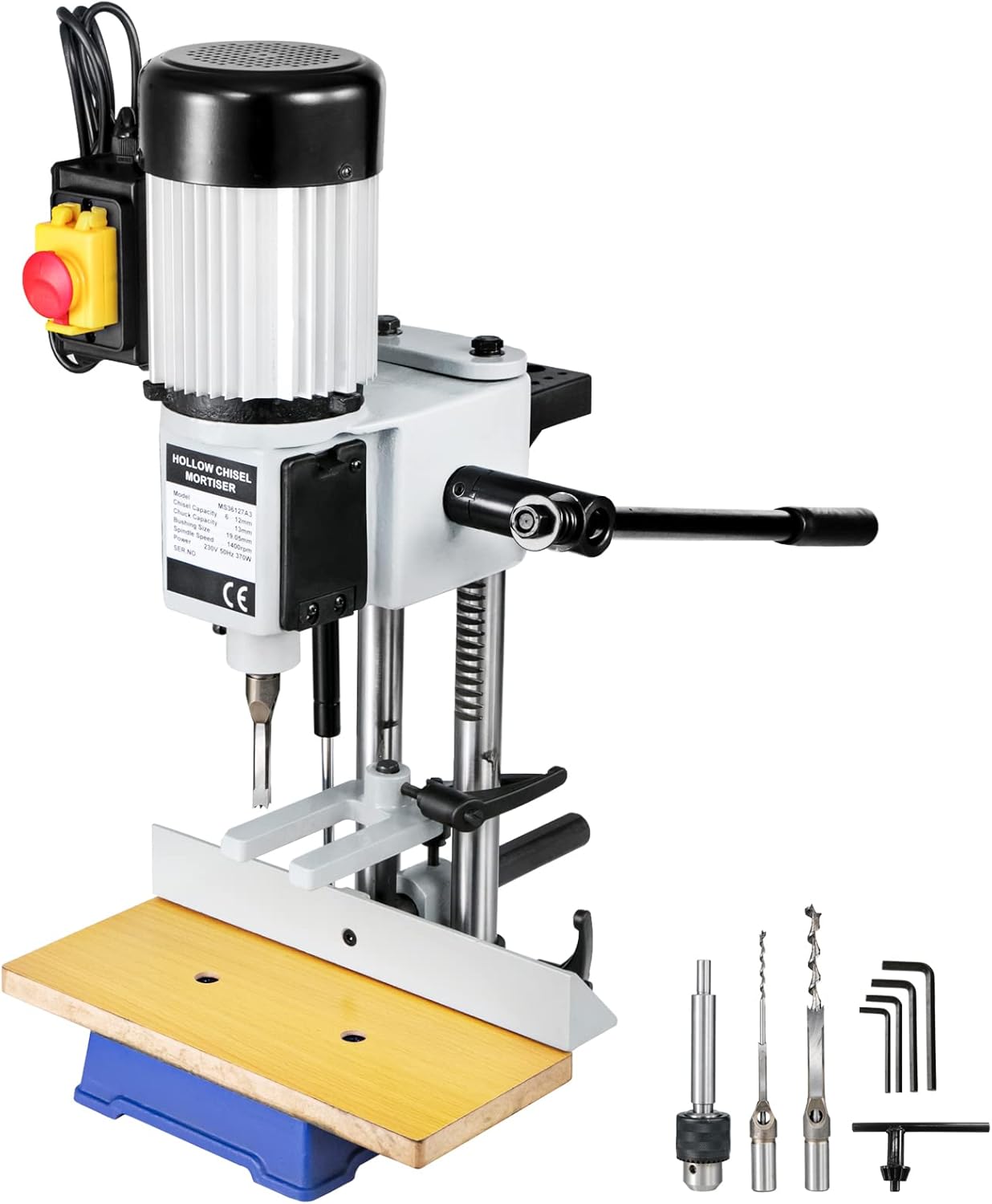 VEVOR Mortaiseuse à Bédane Carré, 750 W, Machine à Percer Bois d'Établi Électrique avec Ensemble Forets, Capacité du Burin 6-12 mm, Capacité du Mandrin 13 mm, 2800 tr/min, pour Travail Perçage du Bois-Doviaastudio