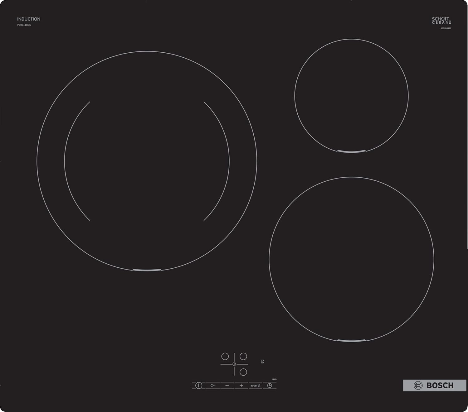 Bosch PUJ611BB5E, Série 4, Plaque induction, 3 feux, 60 cm, Noir, Sans cadre-Doviaastudio
