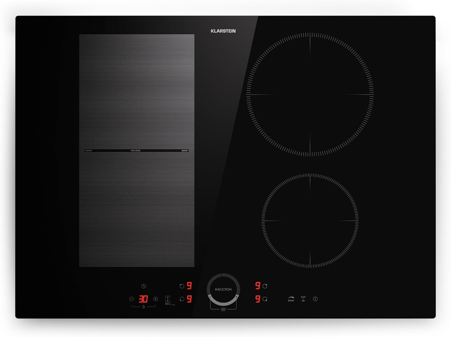 Klarstein Plaque Induction Encastrée 7000W, Plaque de Cuisson Electrique à Induction, Plaque Induction Encastrées 4 feux, Tables de Cuisson, Plaques chauffantes ThermoBoost, Rechaud Electrique Cuisine-Doviaastudio