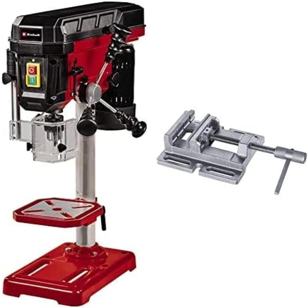 Einhell Perceuse à colonne TC-BD 500 500 W, 9 vitesses jusqu'à 2 410 tr/min, profondeur max. 50 mm, butée de profondeur ajustable, table réglable en hauteur, pivotante et inclinable + Étau-Doviaastudio