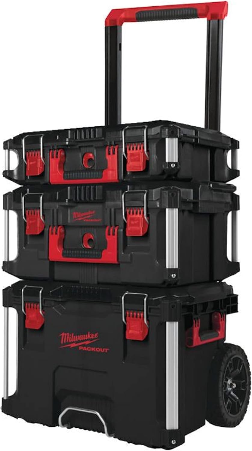 Milwaukee 4932464244 Pack Promo Valise à roulettes avec 3 Compartiments Noir/Rouge Taille L-Doviaastudio