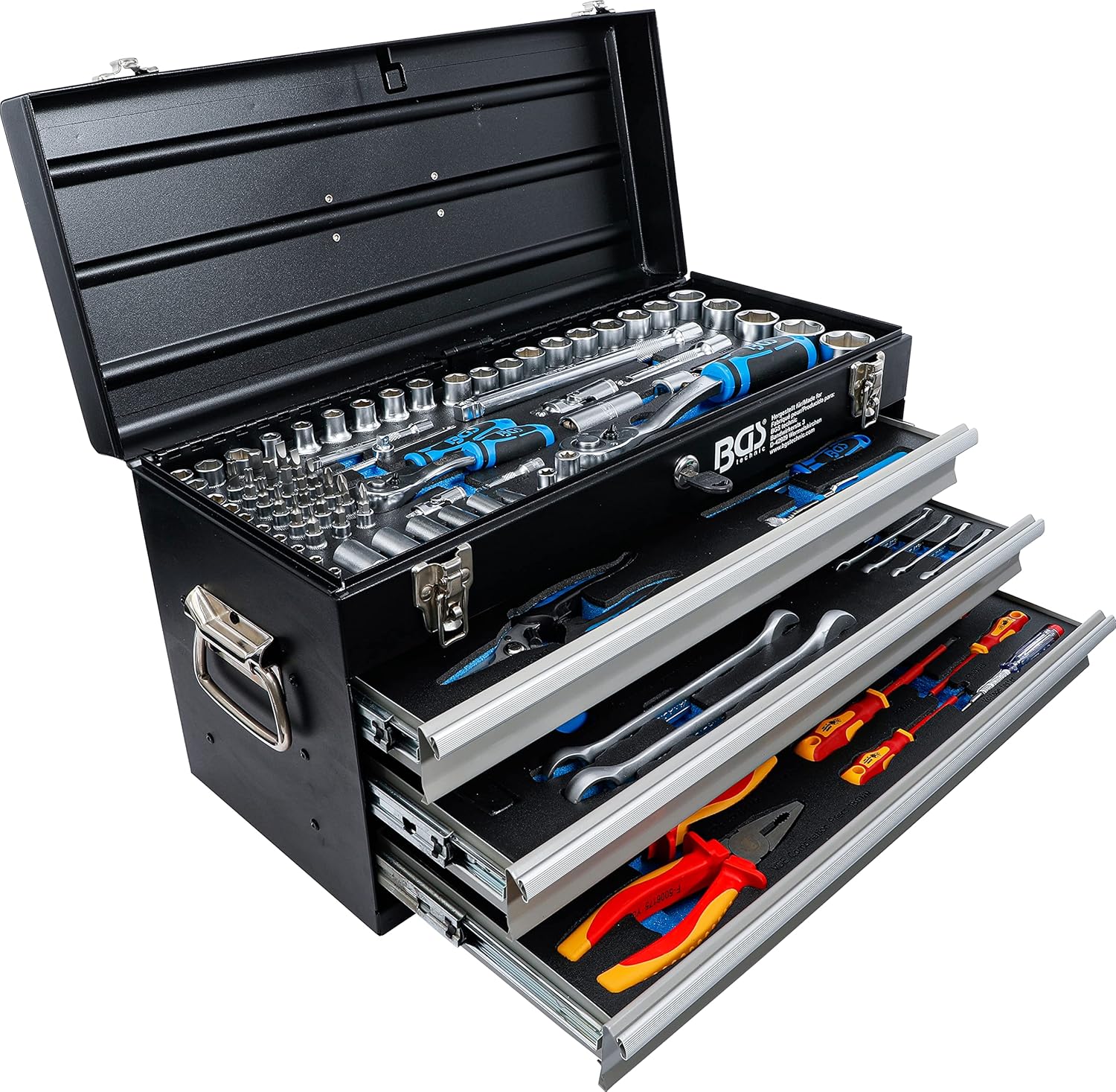 BGS 3350 Caisse à Outils métallique 3 tiroirs avec 147 Outils-Doviaastudio