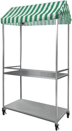 Présentoir portable à 2 étages avec roues - Chariot de marché léger pour agriculteurs - Étagère de concession - 100 cm - Bleu-Doviaastudio