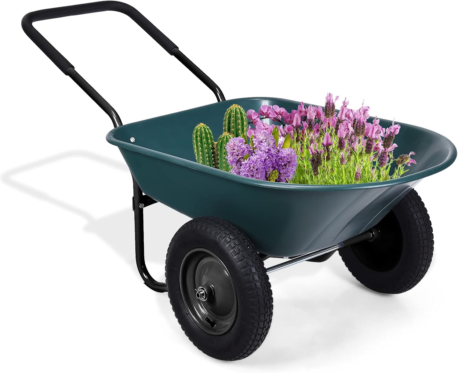 ZAANU Chariots, brouette de Jardin à 2 Roues, Chariot de Jardin Robuste de 150 kg avec Pneu pneumatique et poignée en Acier Enduit de Poudre, Chariots de basculement extérieurs pour Jard-Doviaastudio