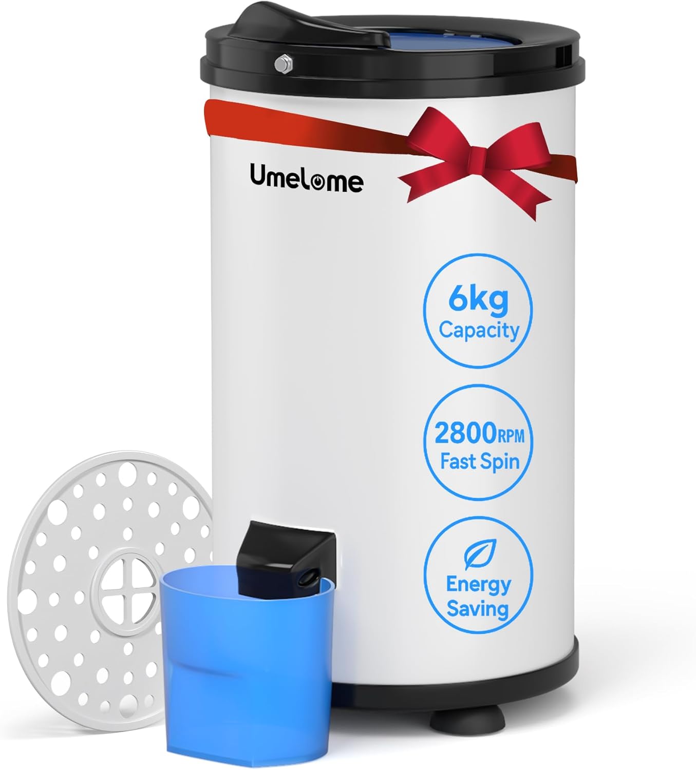 Umelome Essoreuse grande capacité 6 kg Séchoir rotatif 2800 tr/min Spin Dryer énergétique et économie d'énergie Blanc-Doviaastudio