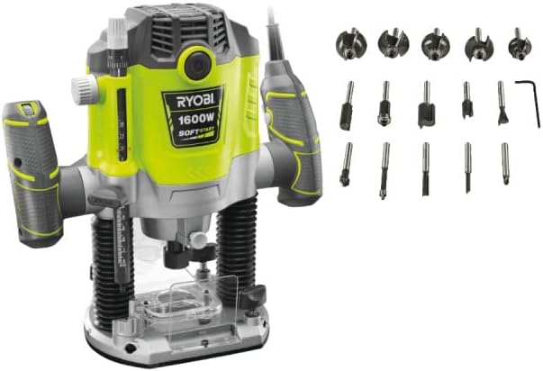 Pack RYOBI Défonceuse électrique RRT1600-K - 1600W - 254mm - Coffret 15 fraises panachées - RAKRBS15-Doviaastudio