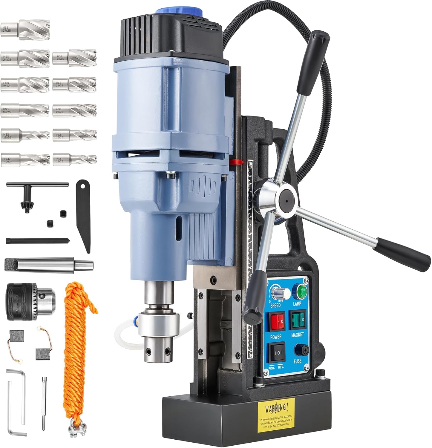 ZELCAN Perceuse Magnétique avec 11 Forets Perceuse à Colonne Électrique Portable 1550W 13900N 650 tr/min Max. Diamètre d'Alésage 50mm Max. Profondeur d'Alésage 50mm-Doviaastudio