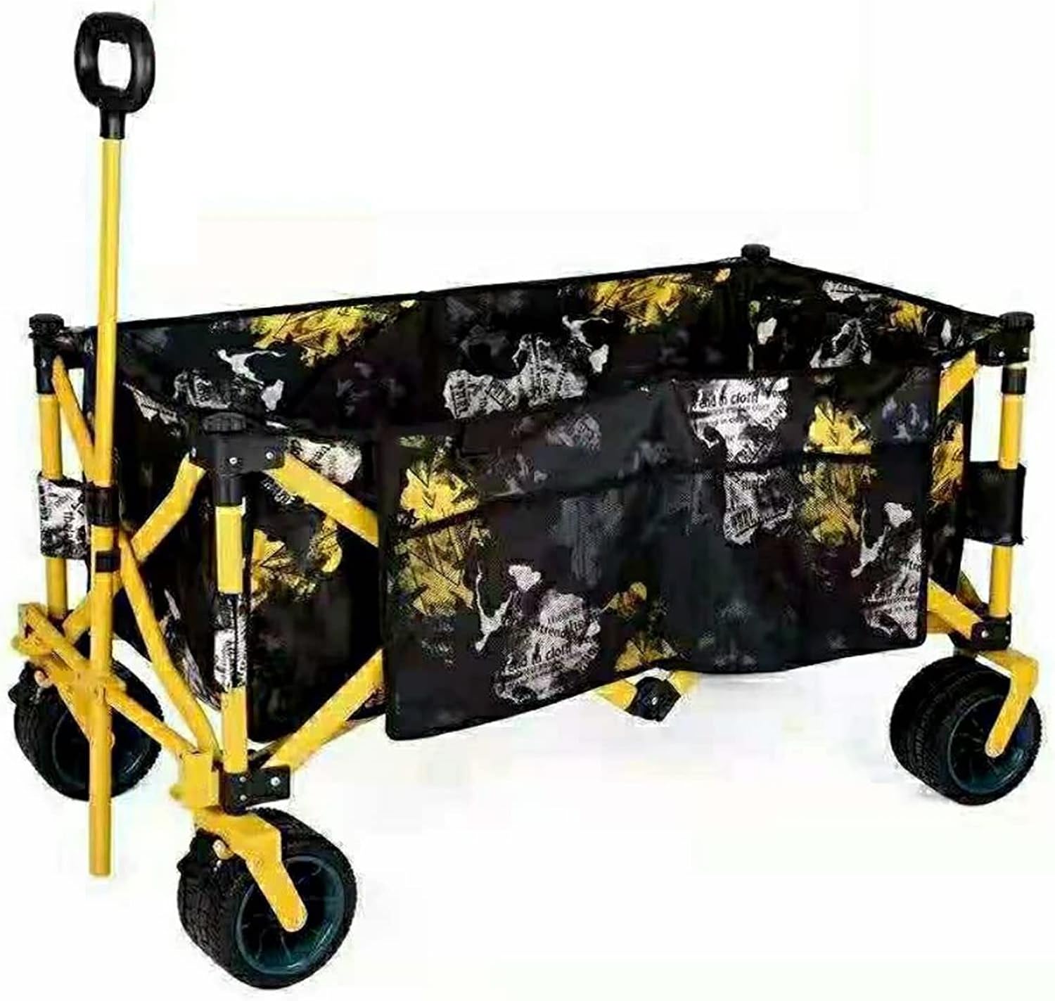 XLTTY Chariot de PêChe ExtéRieur Pliable Chariot de Jardin Robuste avec PoignéE RéGlable, Roue Pivotante avec Frein, 2 Sacs de Rangement-Doviaastudio