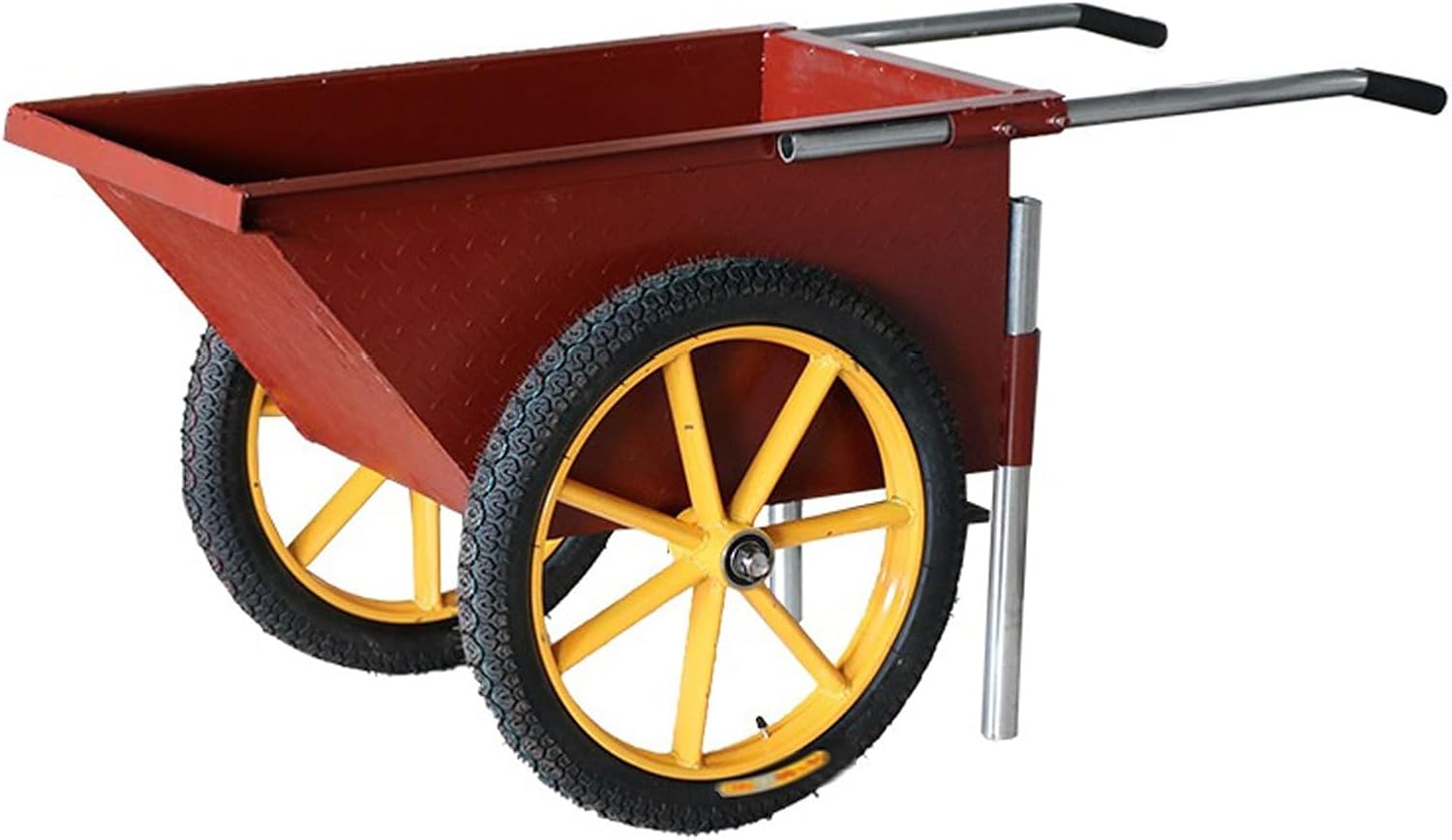 GUAWJRZDP Jardin Chariot, Chariot De Transport en Métal, Chariot De Jardin Robuste, Chariot À Main avec Poignée Rétractable, avec 2 Roues Pneumatiques, for Pelouse, Jardinage, Herbe, Rouge Medium-Doviaastudio