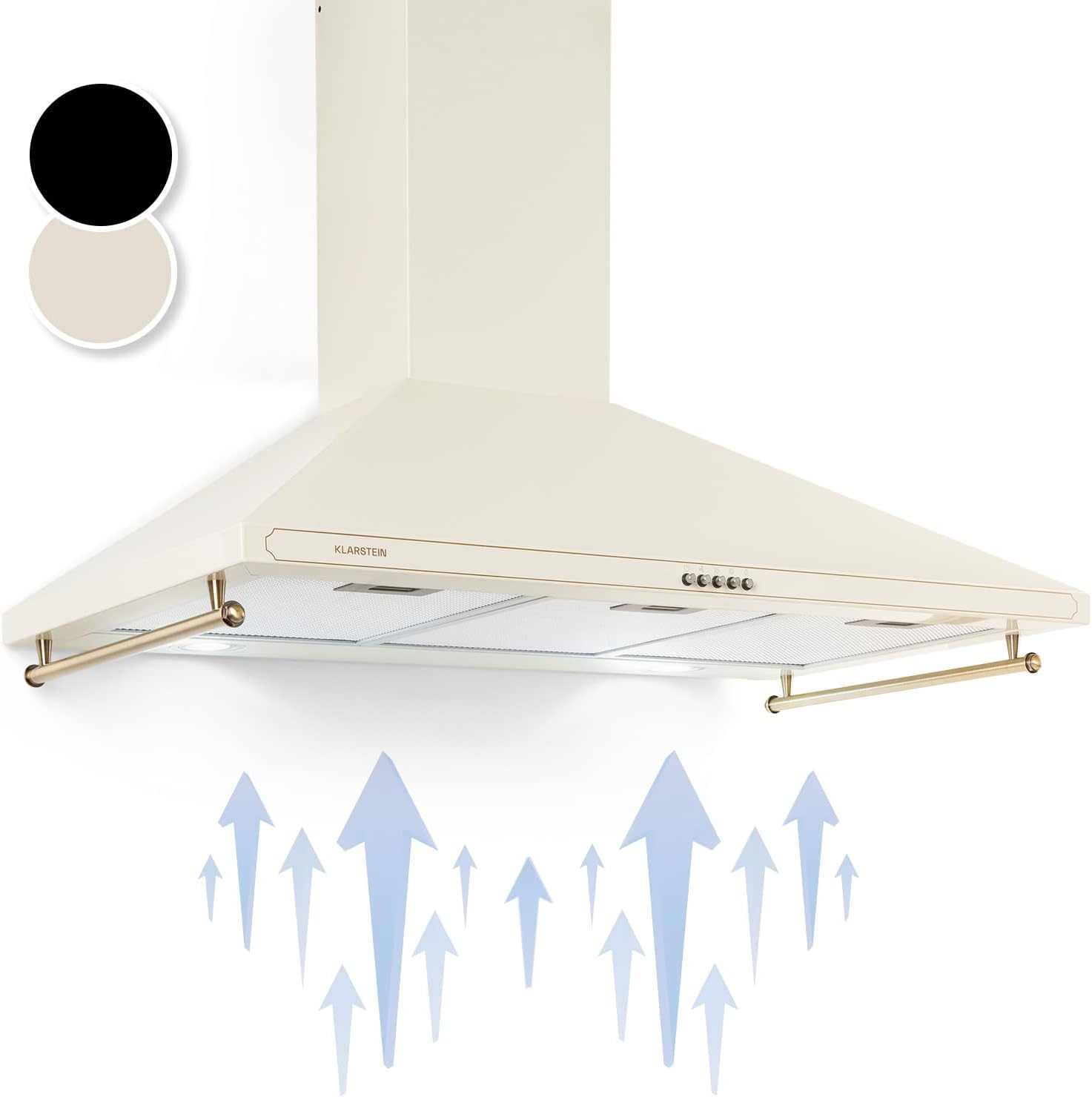 Klarstein Hotte Aspirante 90 cm, Hottes de Cuisine avec Filtre de Hotte en Aluminium, Débit d'Air Puissant de 645m3/h, Eclairage LED, Extracteur d'Air Silencieux, Hotte Efficace avec Evacuation-Doviaastudio