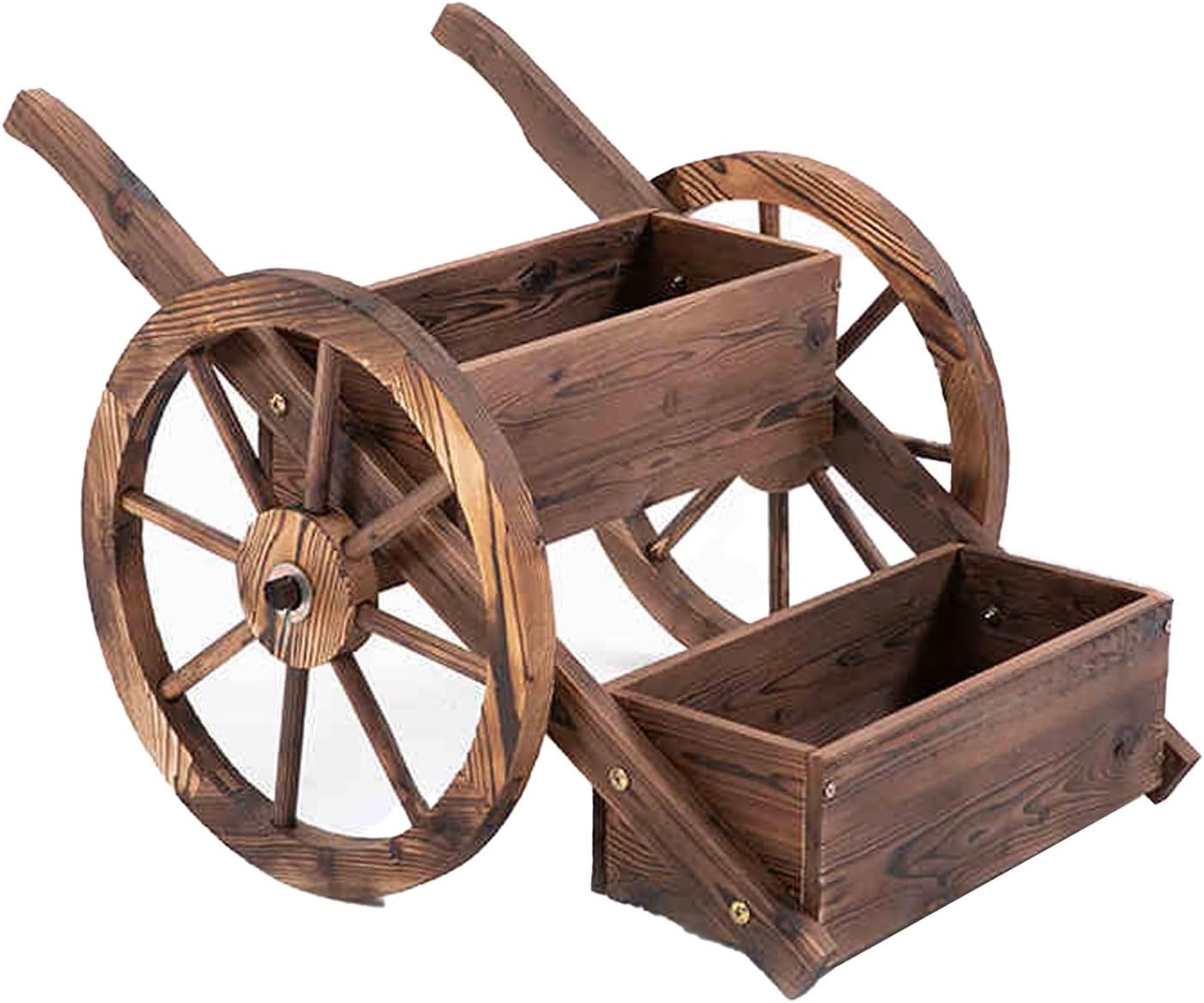 GUAWJRZDP Chariot De Transport, Jardin Chariot en Bois, Chariot De Jardin À 2 Roues, Chariot Utilitaire, for Ranch De Ferme De Cour De Pelouse Extérieure, Assemblage Facile, Marron-Doviaastudio