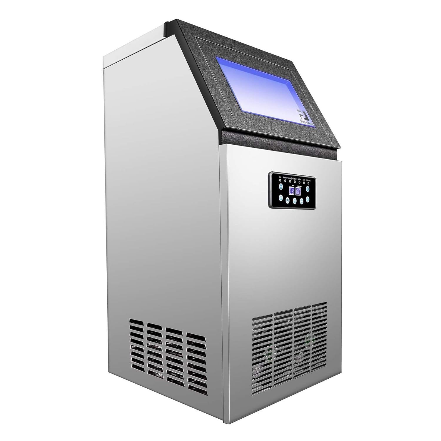 CO-Z Machine à Glaçons Commerciale Capacité de 45 Glaçons 73 kg/24 h, Machine à Glace en Acier Inoxydable avec Unité de Stockage de Cubes de 10 kg, pour la Maison Bar Bureau Café Restaurant, 300W-Doviaastudio
