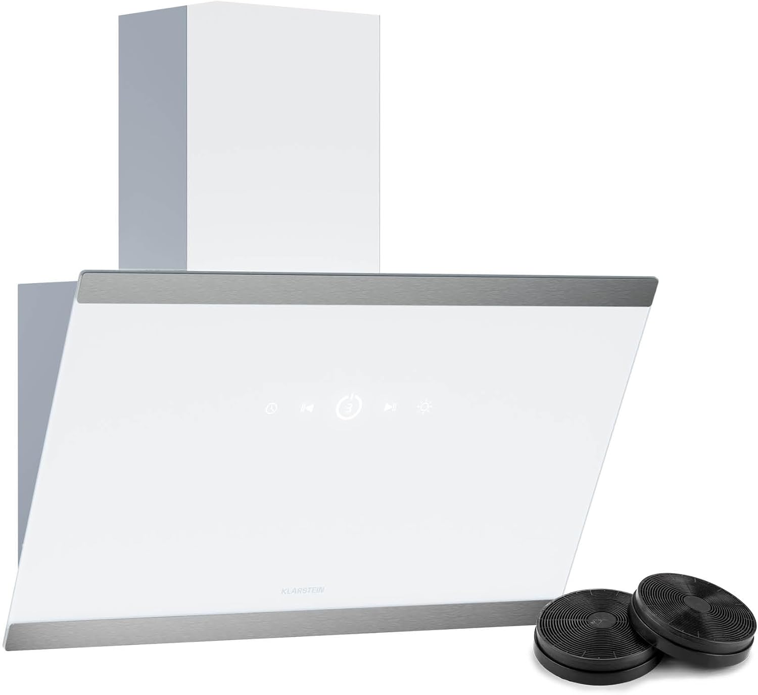 Klarstein FlashLine Hotte aspirante - hotte de cuisine 60 cm, écran tactile, 524 m3/h, CEE A++, éclairage LED, silencieuse 34,5 dB, blanche, conduit et recirculation-Doviaastudio