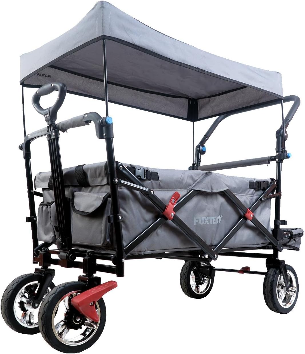 Fuxtec Chariot Smart Cruiser Gris, L'Original, Chariot de Jardin Pliable pour Enfants, Transport, Plage, Ville, Forêt, à Tirer ou à Pousser, Capacité De Charge 75 kg-Doviaastudio
