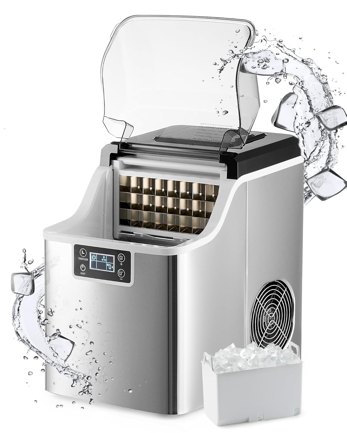 CREWORKS Machine à Glaçons 22kg/24H Ice Maker, 24 Glaçons en 11-20 Minutes Réservoir d'Eau 3,2L Fonction Auto-Nettoyage, avec Pelle et Panier à Glaçons, Portable pour Maison Bureau Bar Restaurant-Doviaastudio