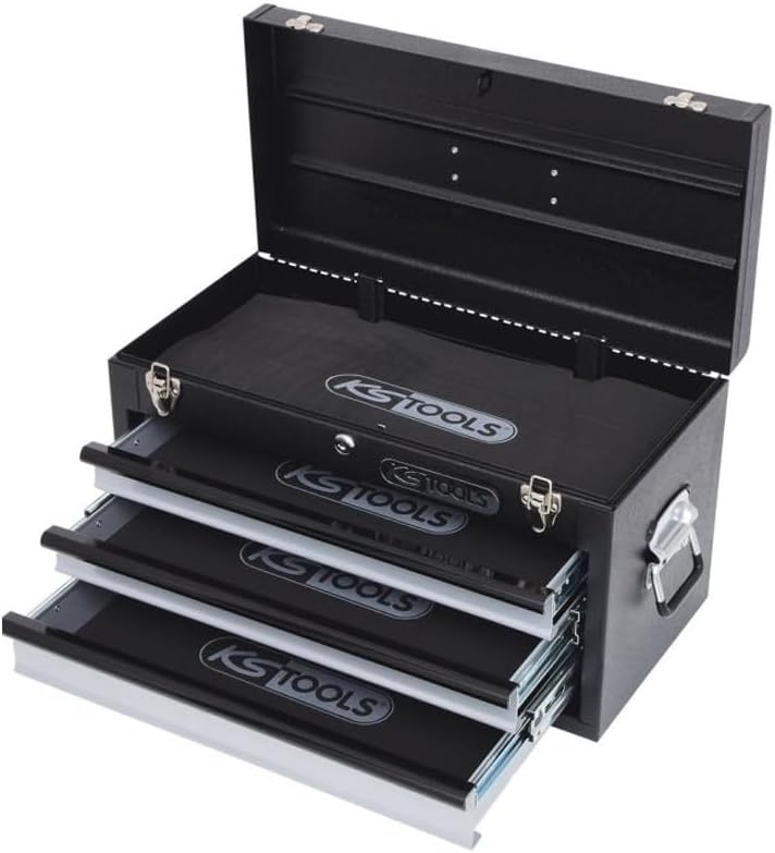KS TOOLS 891.0003 - Coffre À Outils Vide Avec 3 Tiroirs 911.0100 - Glissières À Roulements À Bille - Tiroirs Complètement Retirable - En Tôle D'Acier - Rouge-Doviaastudio