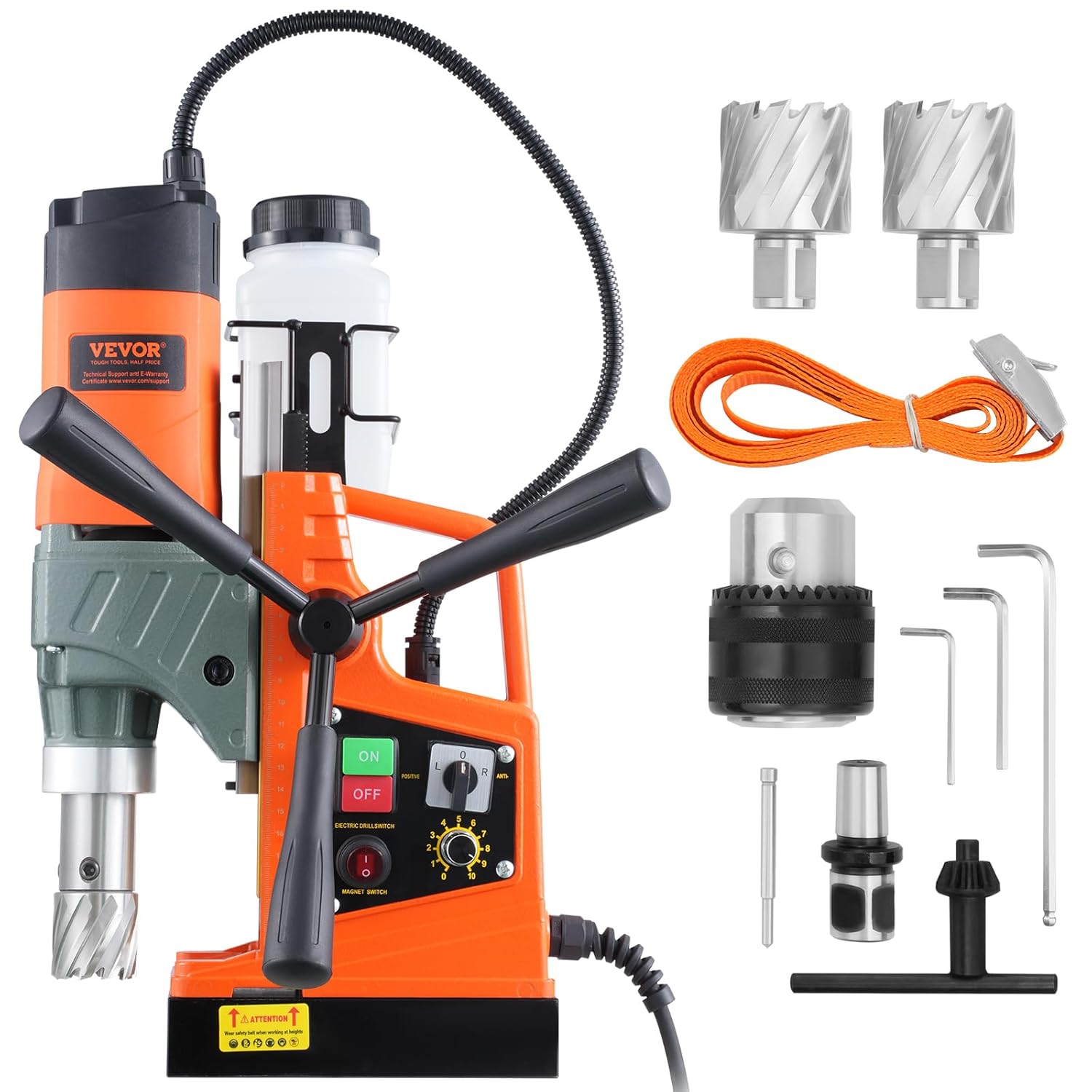 VEVOR Perceuse Magnétique, Perceuse à Colonne Portable 1450 W, 12500 N, 800 tr/min, Max. Diamètre d'Alésage Foret de Carottage 40 mm, Max. Profondeur de Carottage 50 mm, pour Construction Chantier-Doviaastudio