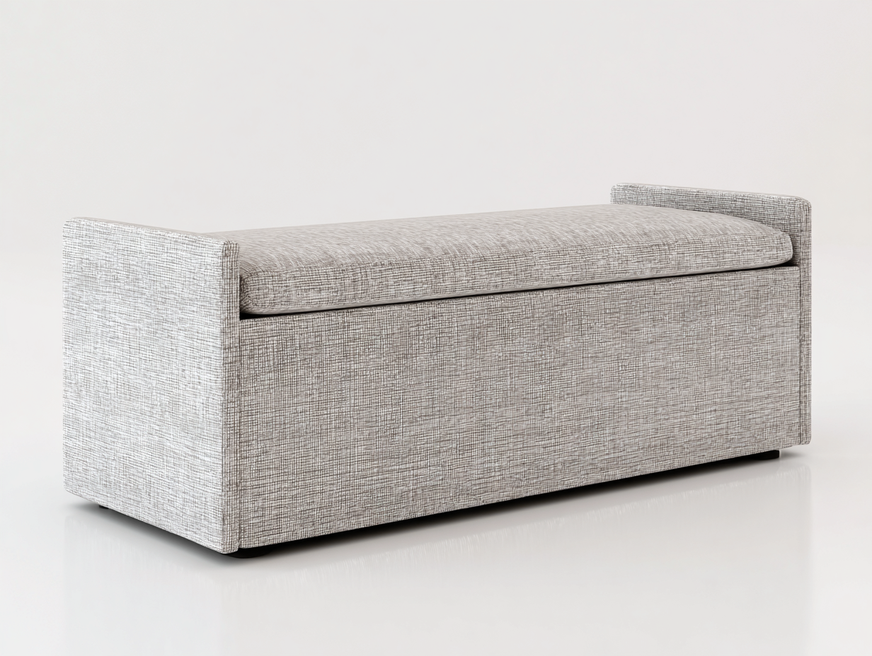 Banc avec rangement-en tissu-120x42x46 cm-gris-salon-style moderne