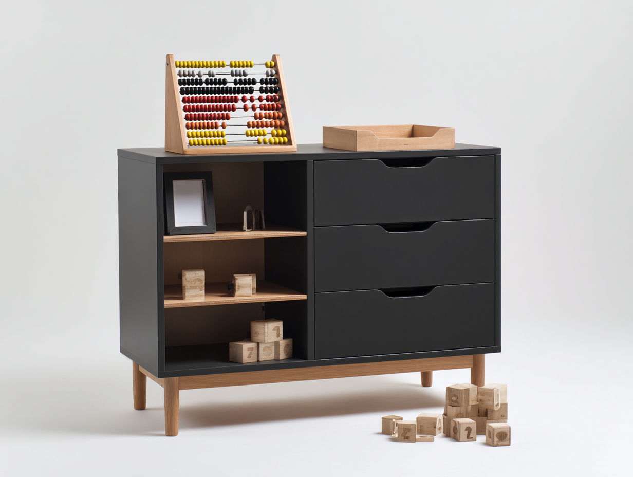 Commode de rangement bois et MDF 90x40x60 cm-noir et bois naturel-style moderne avec 3 tiroirs et étagères ouvertes