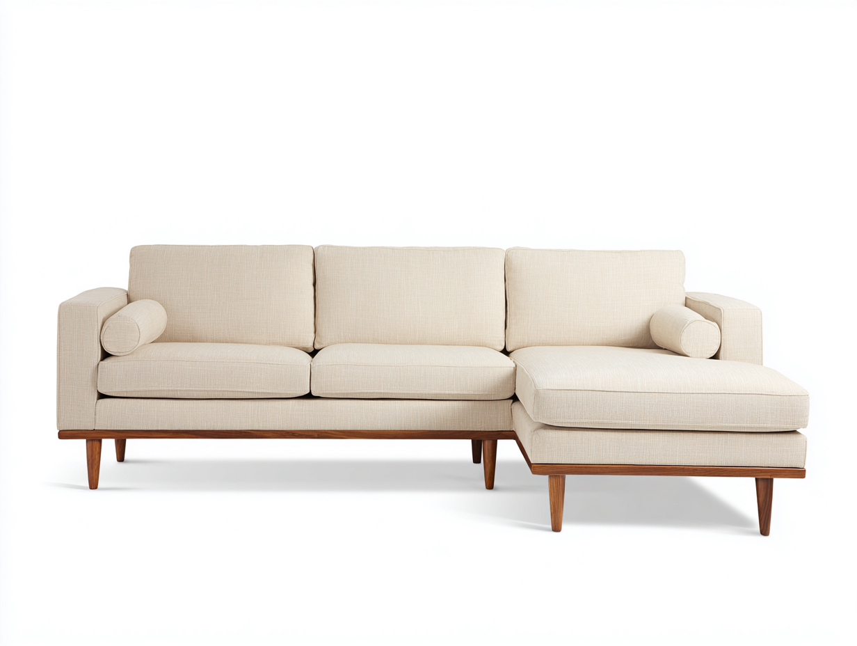 Canapé d'angle-en tissu-240x150x82 cm-beige-salon-style moderne