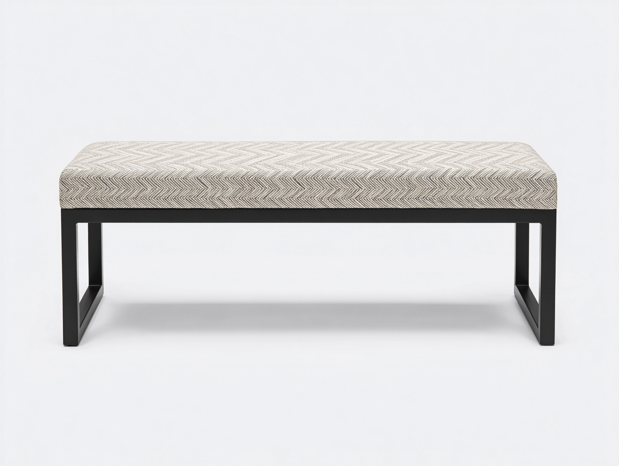 Banc-en métal et tissu-120x38x45 cm-noir et gris-salon-style moderne