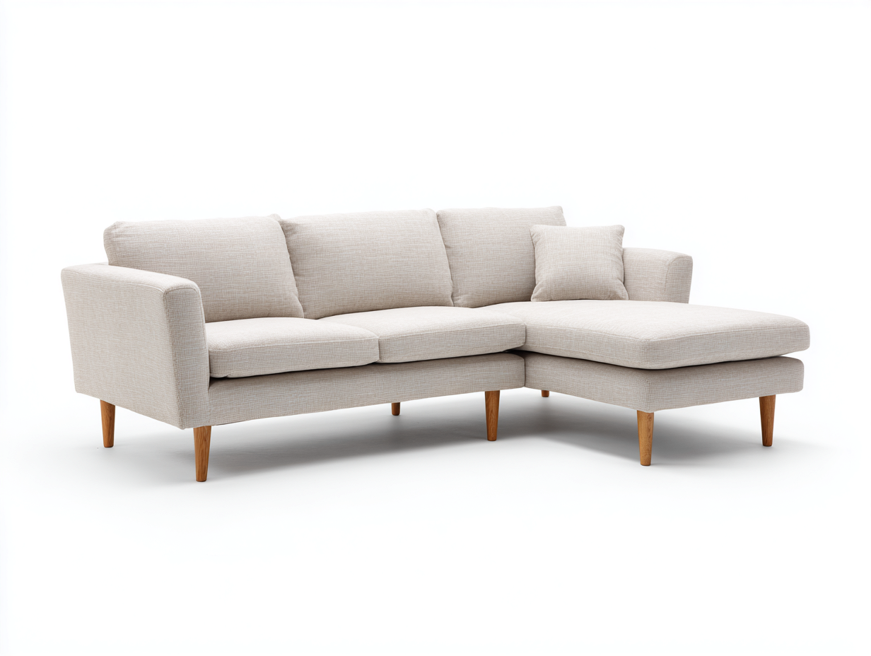 Canapé d'angle-en tissu-232x150x80 cm-beige-salon-style moderne