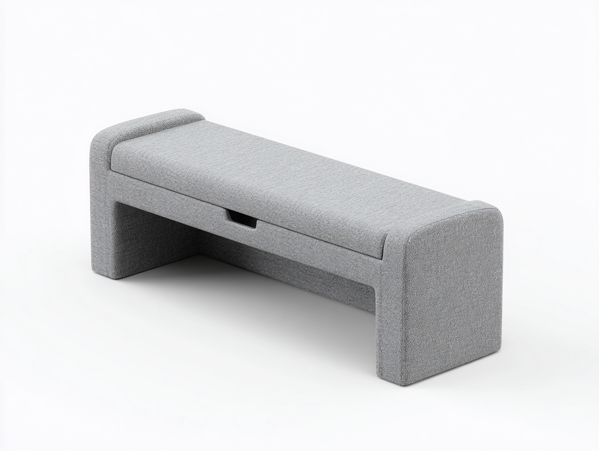 Banc avec rangement-en tissu-120x40x45 cm-gris-salon-style moderne