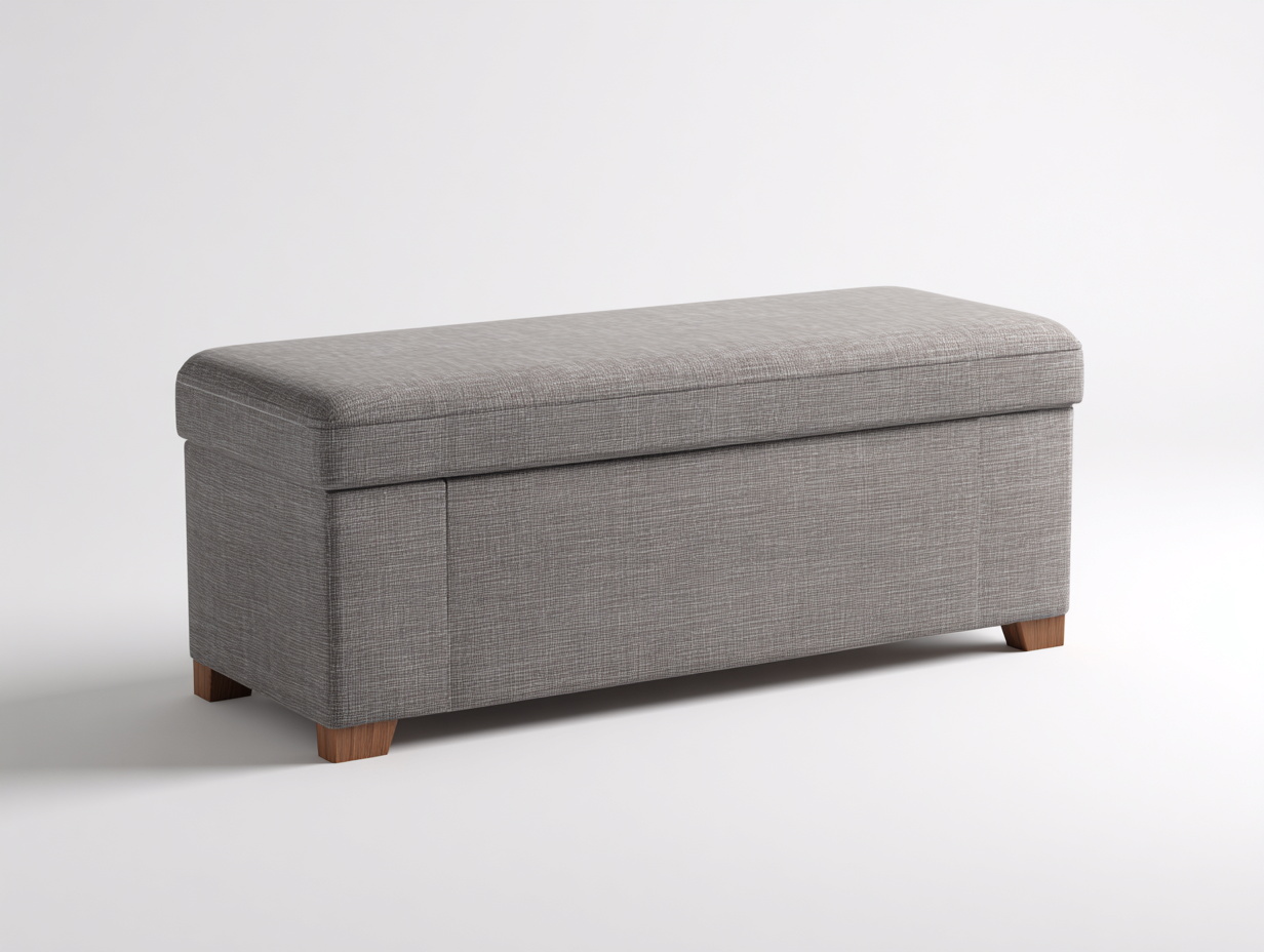 Banc avec rangement-en tissu-118x42x45 cm-gris-salon-style moderne