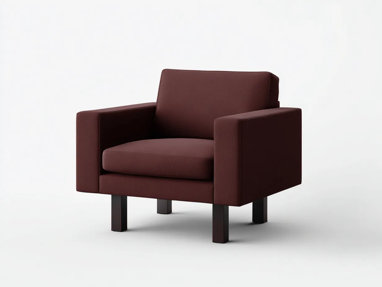 Sessel Stoff 72 x 75 x 78 cm - dunkelrot - für Wohnzimmer - modern mit Armlehnen und Holzfüßen-Narialanest