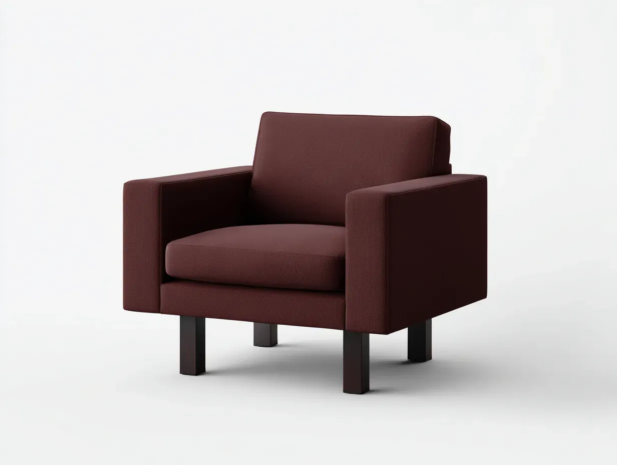 Sessel Stoff 72 x 75 x 78 cm - dunkelrot - für Wohnzimmer - modern mit Armlehnen und Holzfüßen-Narialanest