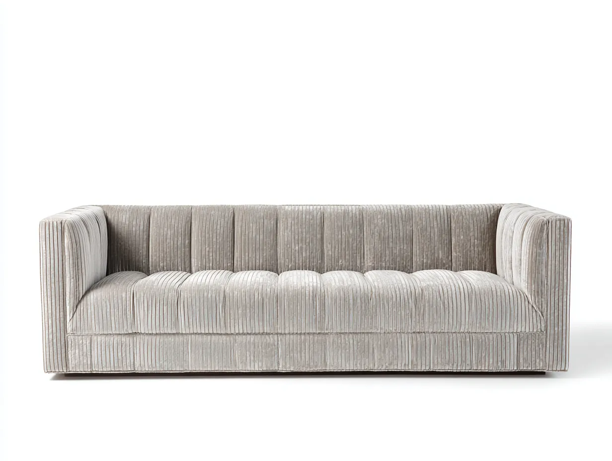 3-Sitzer Sofa Stoff 212 x 96 x 79 cm - cremeweiß - für Wohnzimmer - modern gepolstert mit vertikaler Struktur-Narialanest