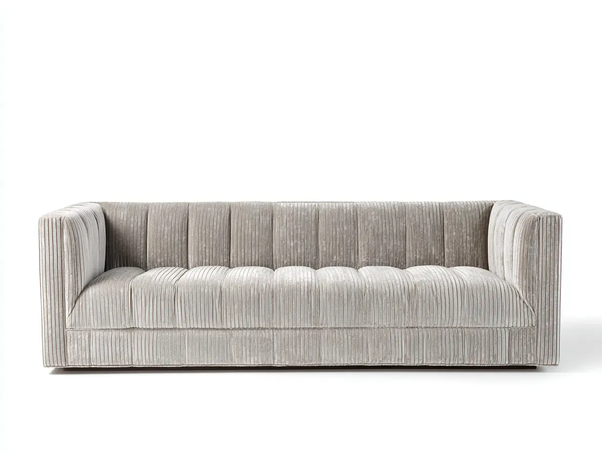 3-Sitzer Sofa Stoff 212 x 96 x 79 cm - cremeweiß - für Wohnzimmer - modern gepolstert mit vertikaler Struktur-Narialanest