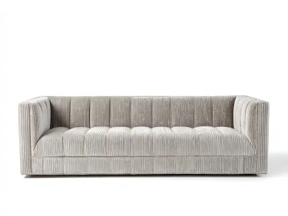 3-Sitzer Sofa Stoff 212 x 96 x 79 cm - cremeweiß - für Wohnzimmer - modern gepolstert mit vertikaler Struktur-Narialanest